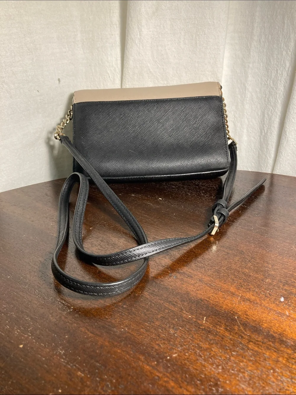 kate spade Two-Tone Black and Beige Stacey Flap Crossbody Bag